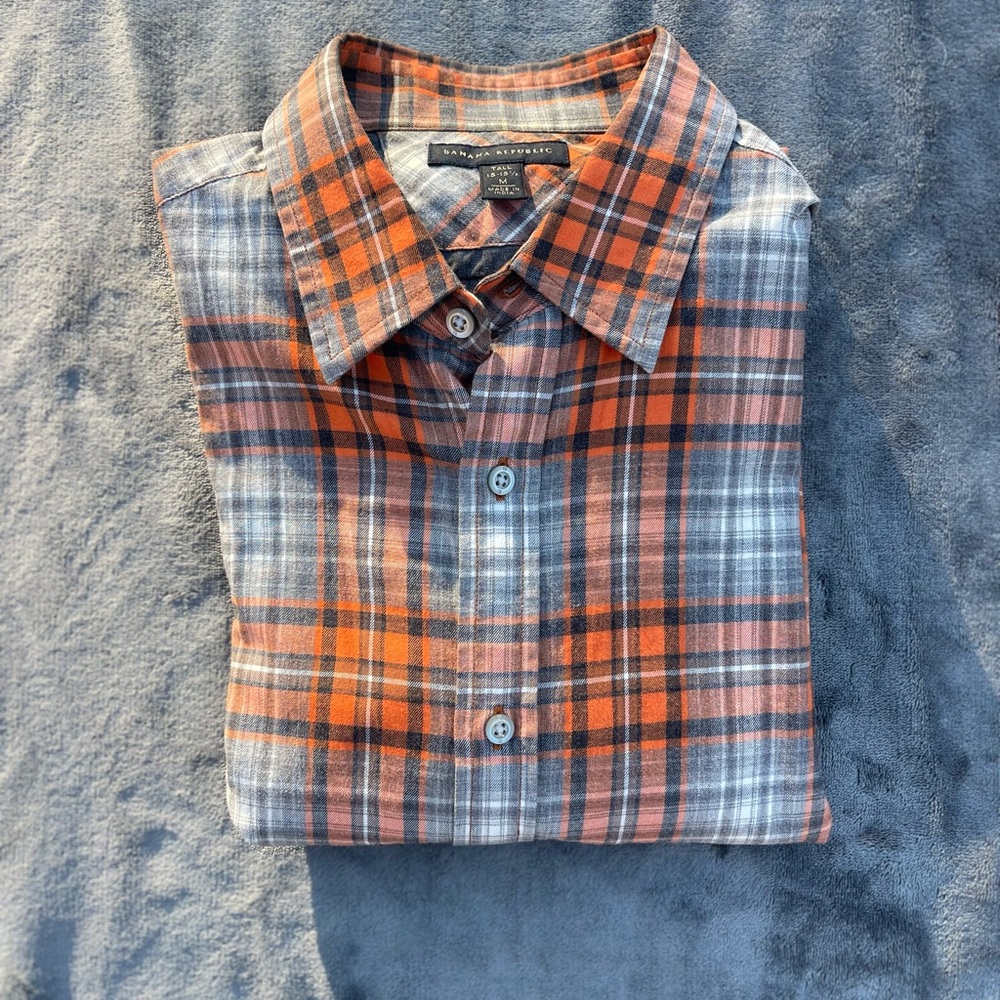 Banana Republic Orange and Gray Flannel Shirt